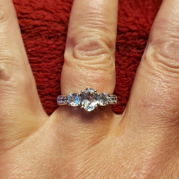 Goshenite & Tanzanite 3 Stone Ring in Sterling Silver 1.25 ctw Authentic - Picture 5 of 8